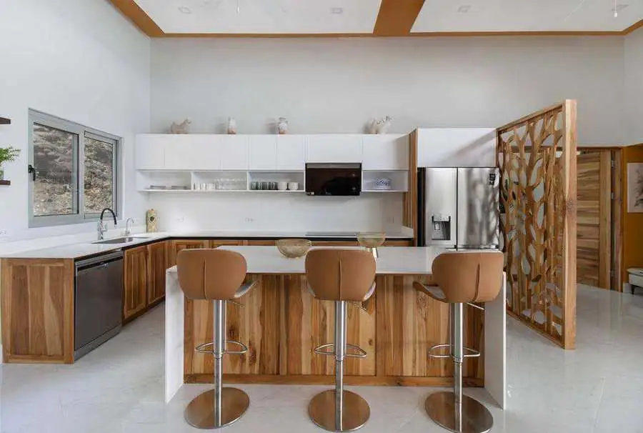 Modern kitchen interior with custom wood cabinetry
