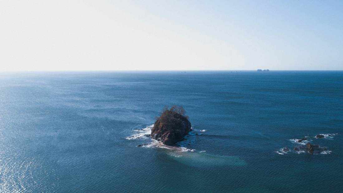 Aerial view of the calm Gulf of Papagayo waters near Playa Panamá
